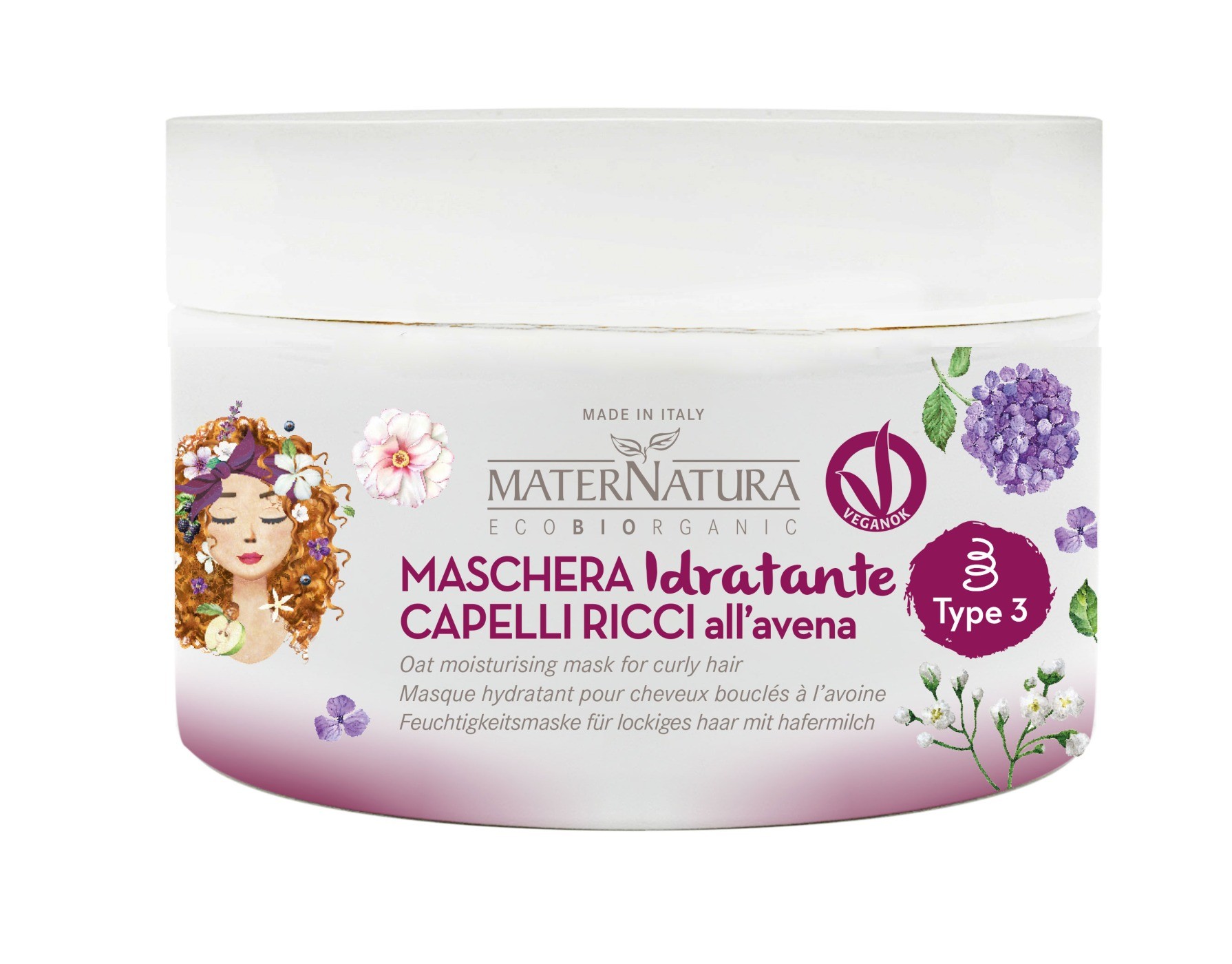 Mascarilla Capilar Pelo Rizado con Avena de Maternatura 200ml.